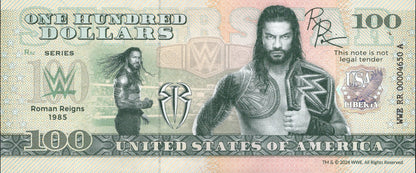 USA Roman Reigns 100 Dollars WWE TEST NOTE 2024 UNC