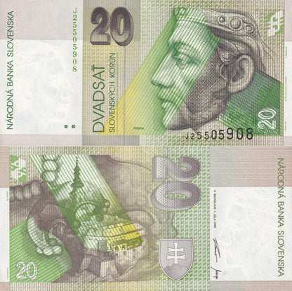 Slovakia 20 Slovenskych Korun 1999 P 20d UNC 1/10 Bundle Lot 10 pcs