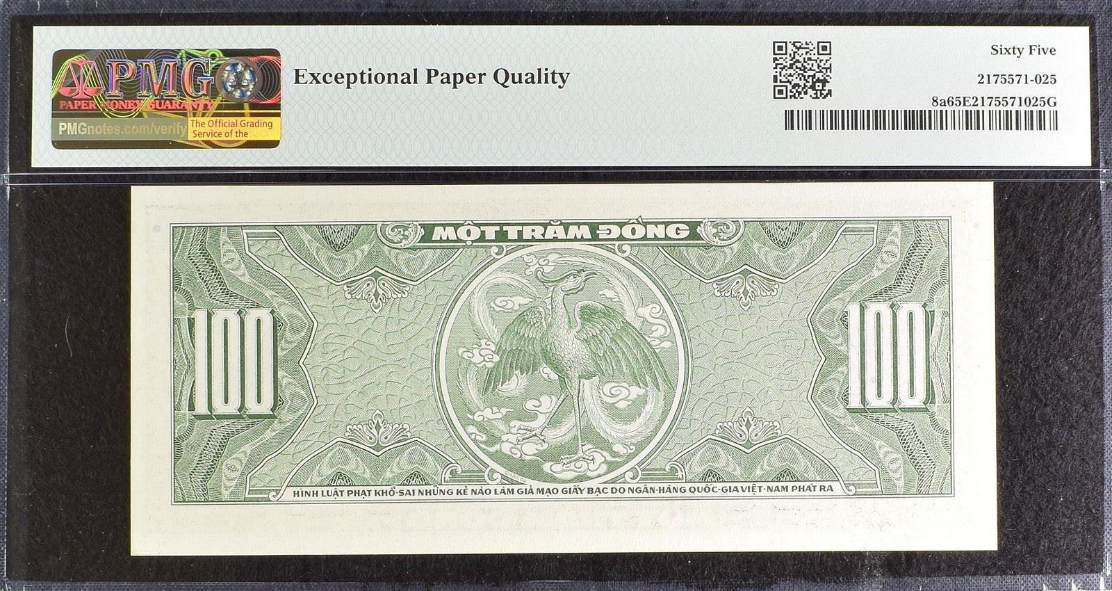 Viet Nam South National Bank 100 Dong ND (1955) P 8a UNC PMG 65 EPQ