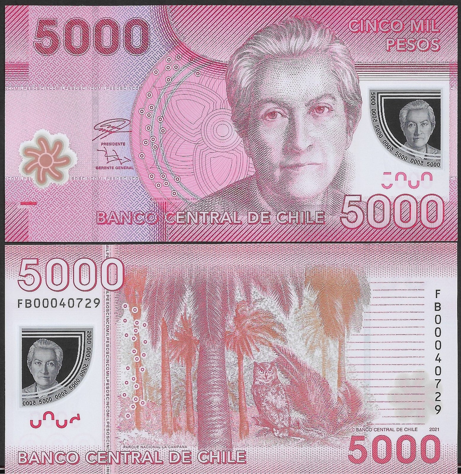 Chile 5000 Pesos 2021 P 163 UNC New Series