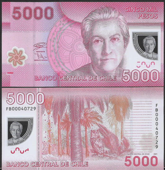 Chile 5000 Pesos 2021 P 163 UNC New Series