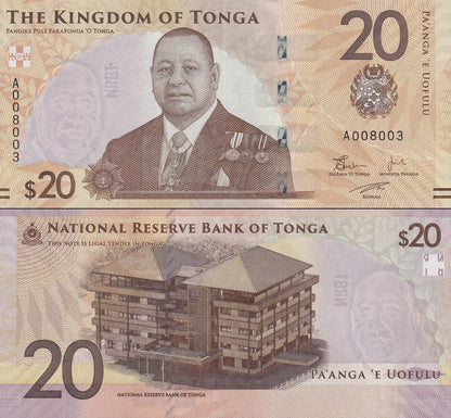 Tonga 20 Pa'anga 2024 P New UNC LOT 3 pcs