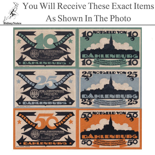 Germany Notgeld DAHLENBURG 10 25 50 Pfennig 1920 Set 3 pcs