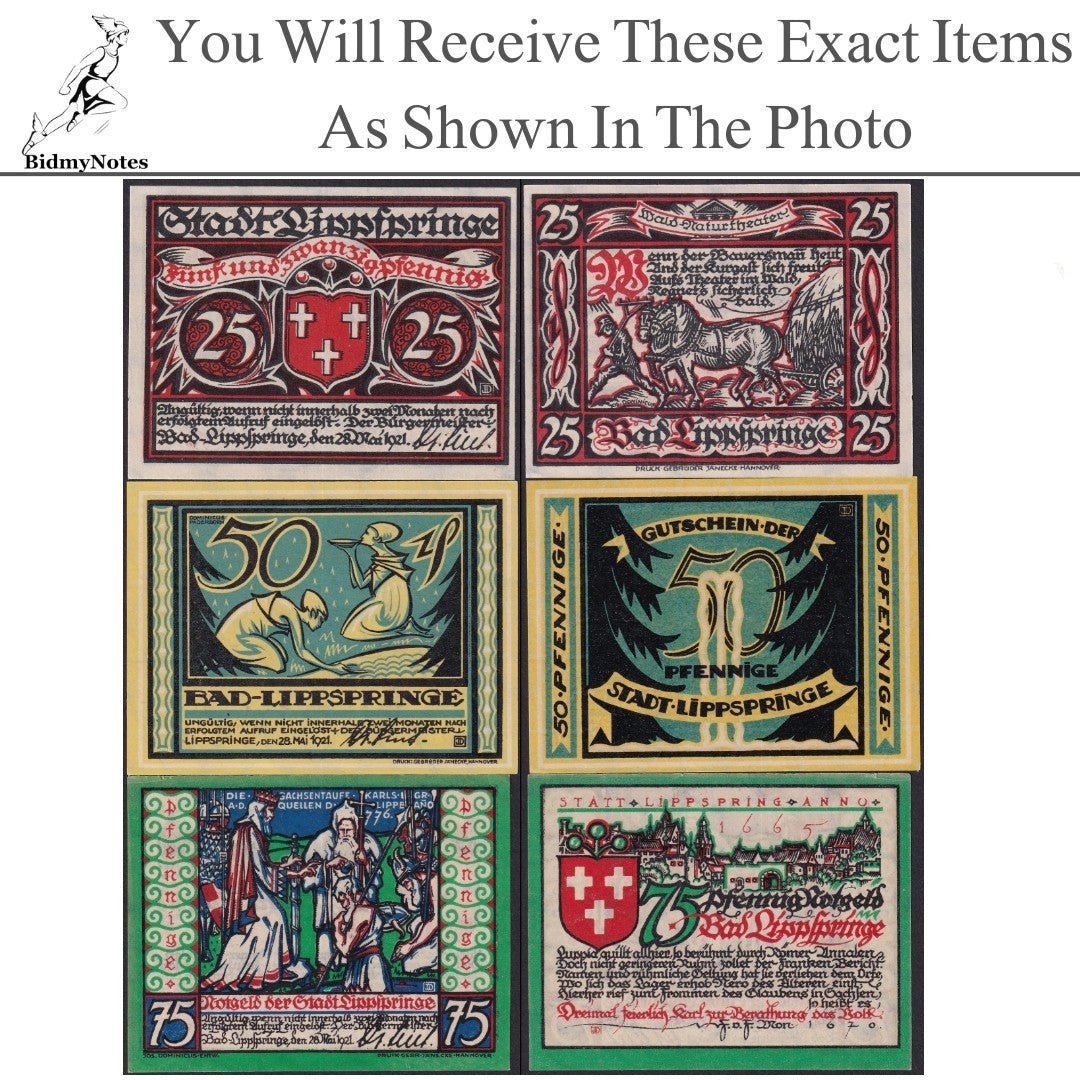 Germany Notgeld BAD LTPPSPRINGE 25 50 75 Pfennig 1921 Set 3 pcs
