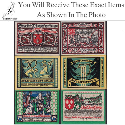 Germany Notgeld BAD LTPPSPRINGE 25 50 75 Pfennig 1921 Set 3 pcs