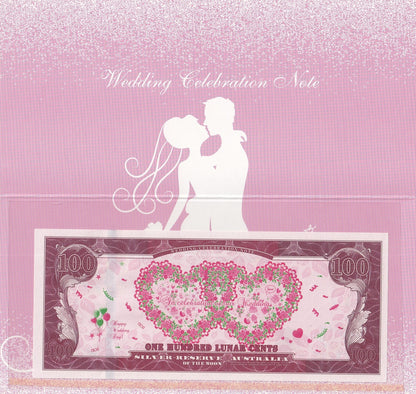 Australia 100 Cents UNC Silver Reserve of the Moon Wedding Celebration Note W/F