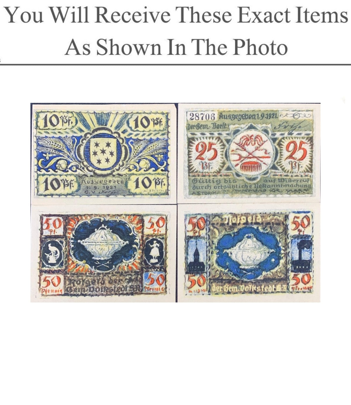 Germany Notgeld VOLKSTEDT 10 25 50 Pfennig 1921 Full Set 4 pcs