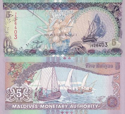 Maldives 5 Rufiyaa 2011 P 18e UNC