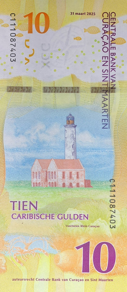Curacao & Sint Maarten 10 Caribische Gulden 2025 P New UNC Lot 10 pcs