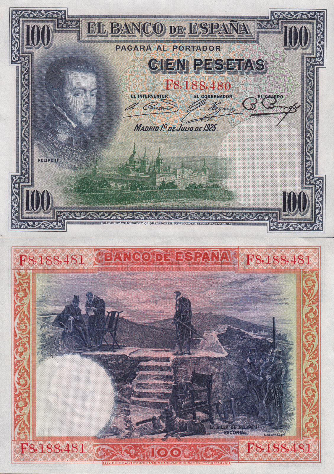 Spain 100 Pesetas 1925 P 69c(1) UNC
