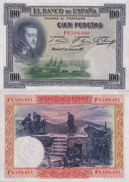 Spain 100 Pesetas 1925 P 69c(1) UNC