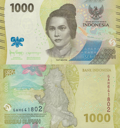 Indonesia 1000 Rupees 2022 P 162 LOT 100 pcs Bundle UNC