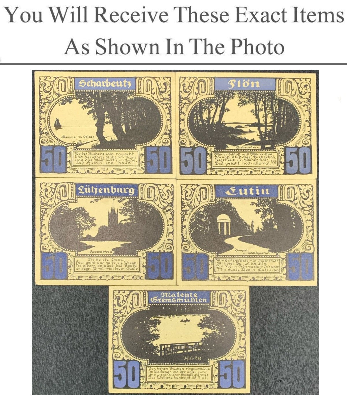 Germany Notgeld HOLSTEINISCHE SCHWEIZ 50 Pfennig 1921 Set 5 pcs