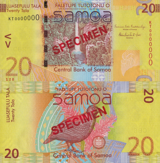 Samoa 20 Tala ND 2014 P 40b UNC SPECIMEN