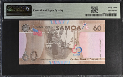 Samoa COMM. 60 Tala ND (2023) P 46a UNC PMG 67 EPQ LOW S/N 0000079 3rd TOP POP
