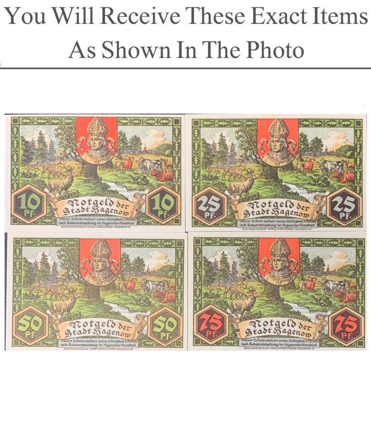 Germany Notgeld HAGENOW 10 25 50 75 Pfennig 1921 Full Set 4 pcs