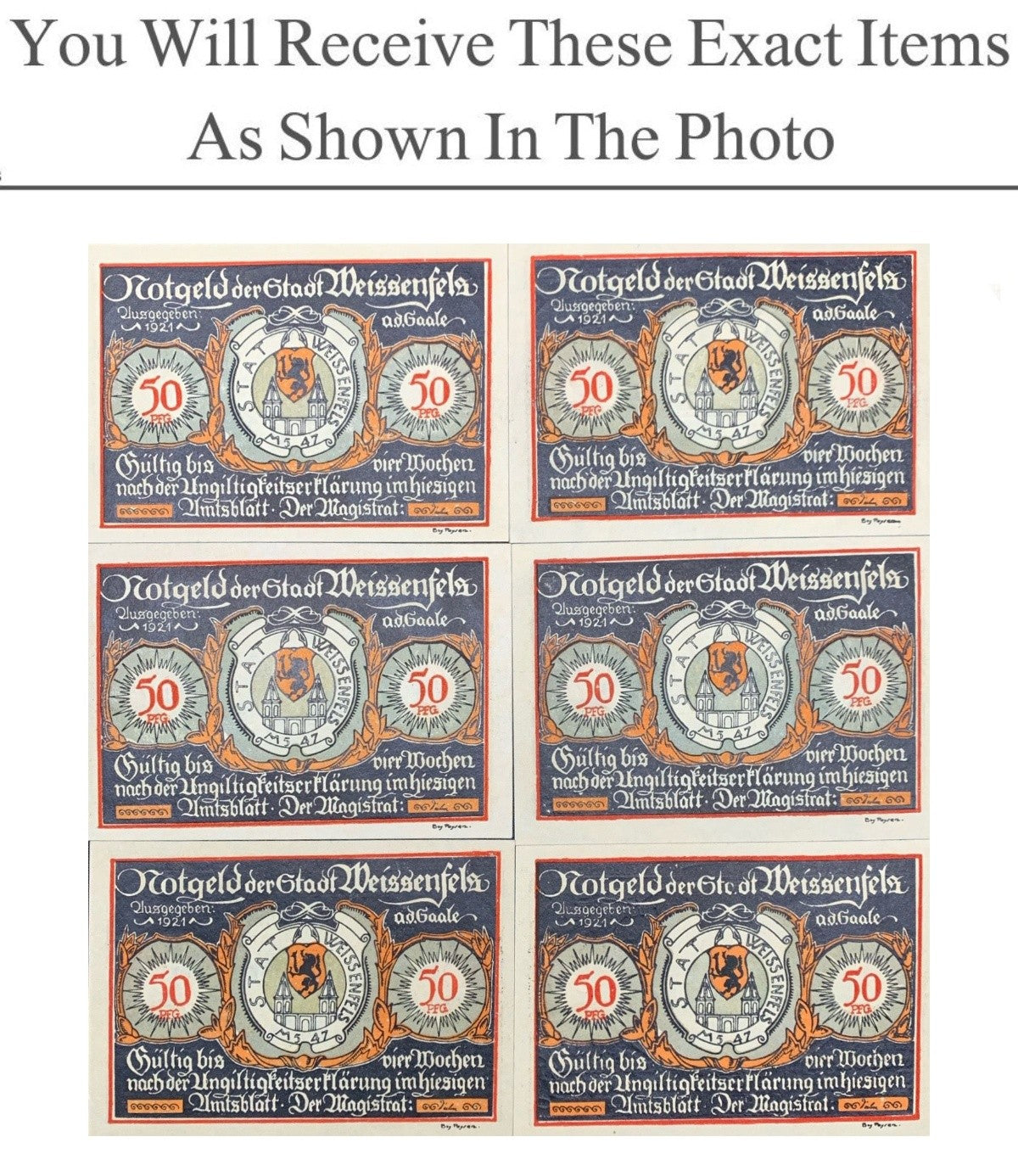 Germany Notgeld WEISSENFELS 50Pfennig 1921 Full Set 6 pcs