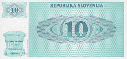 Slovenia 10 Tolarjev 1990 P 4 UNC Specimen