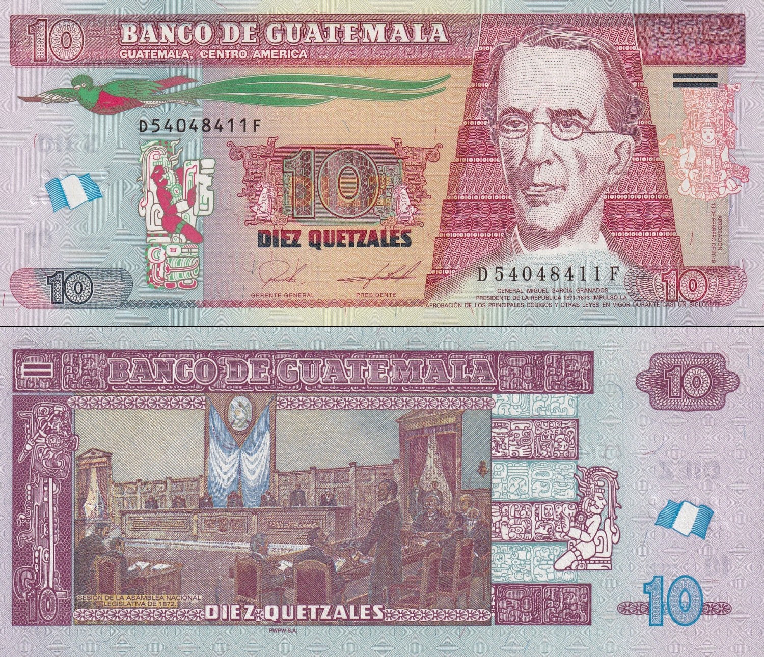 Guatemala 10 Quetzales 2019 (2022) P 123A UNC