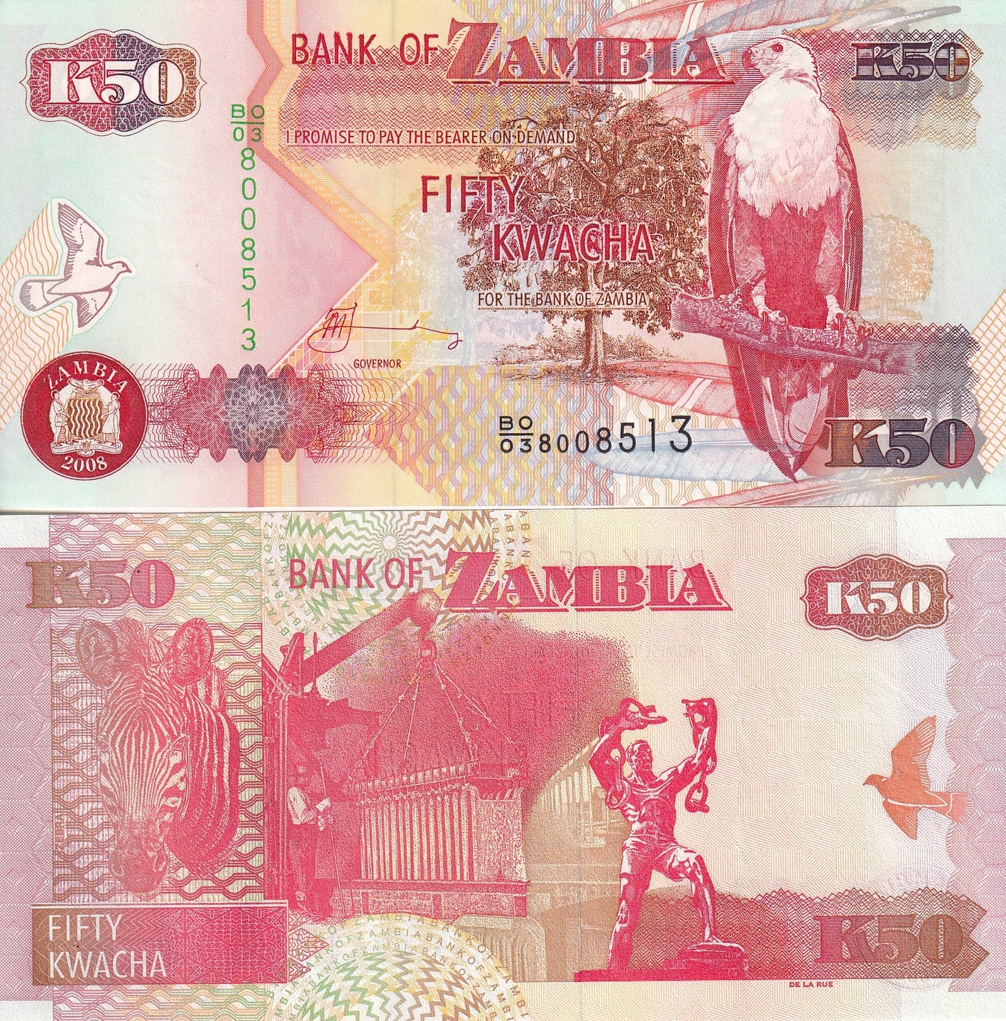 Zambia 50 Kwacha 2008 P 37g UNC
