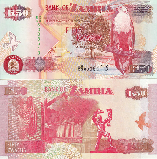 Zambia 50 Kwacha 2008 P 37g UNC