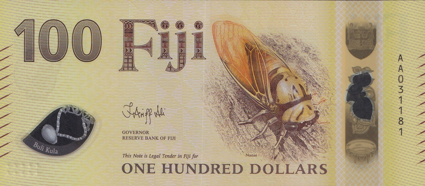 Fiji 100 Dollars 2026 P New Design Polymer AA Prefix UNC