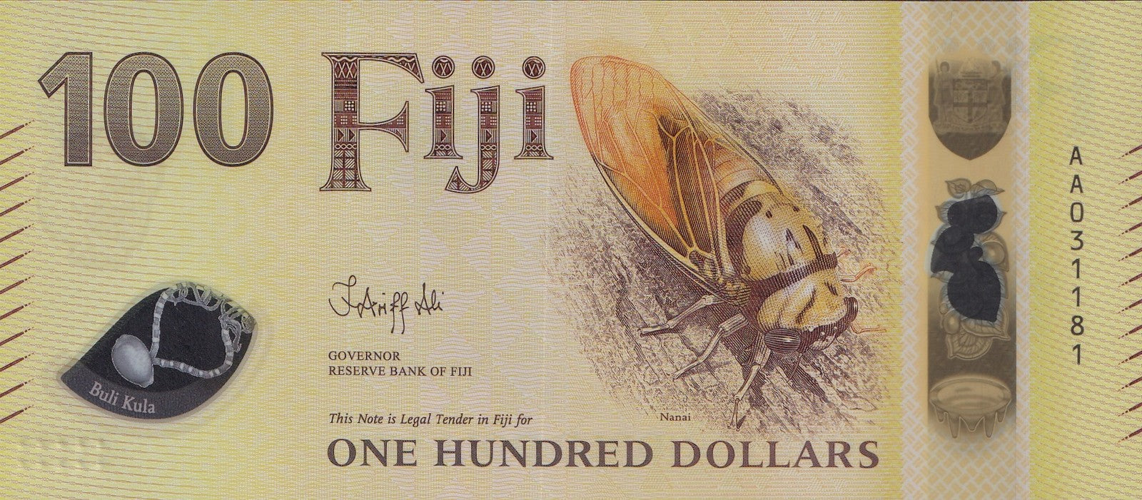 Fiji 100 Dollars 2026 P New Design Polymer AA Prefix UNC