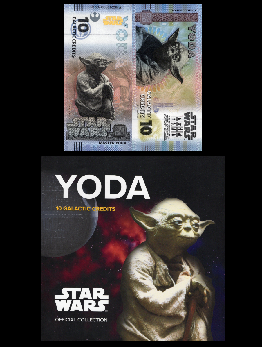 Disney Official Star Wars 10 Galactic Credits 2025 Yoda UNC With Folder