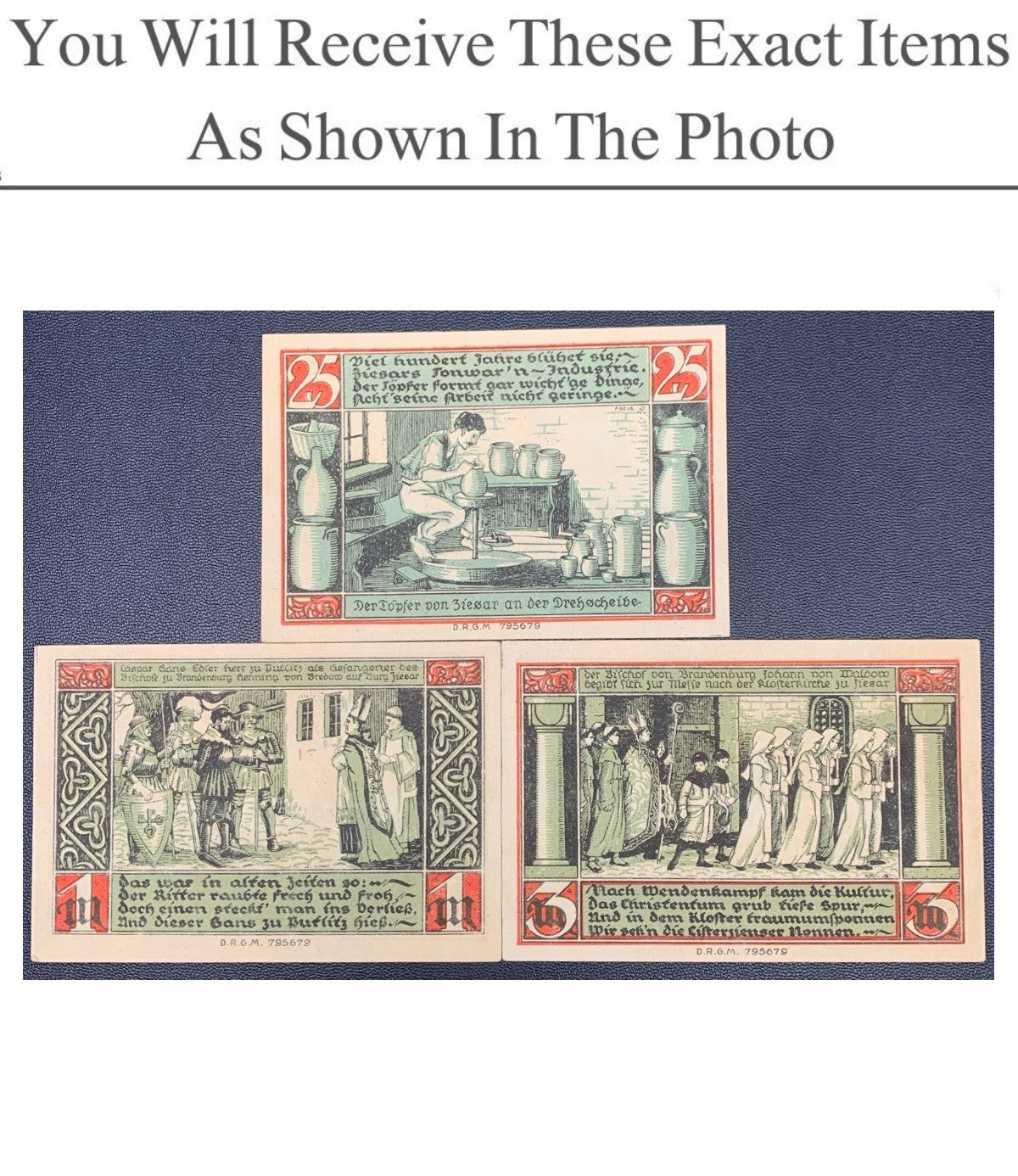 Germany Notgeld ZIESAR 25 Pfenning 1 3 Mark 1920 Set 3 pcs