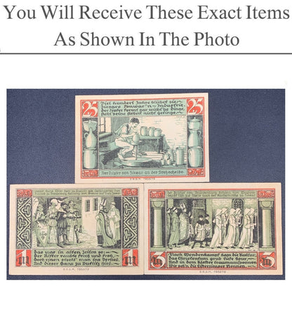 Germany Notgeld ZIESAR 25 Pfenning 1 3 Mark 1920 Set 3 pcs