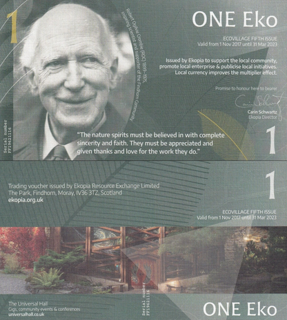Scotland Findhorn Ekopia 1 Ekos 2017 Local Currency Banknote 5th Issue UNC