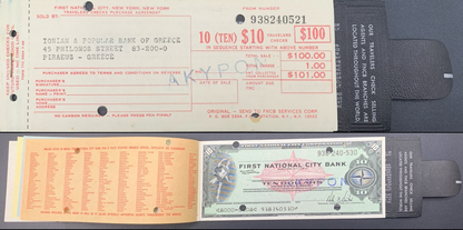 First National City Corp Travel Cheque 100 Dollars 1969 W/Booklet ( 1 Note ) UNC
