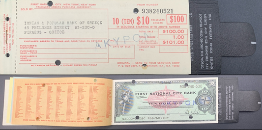 First National City Corp Travel Cheque 100 Dollars 1969 W/Booklet ( 1 Note ) UNC