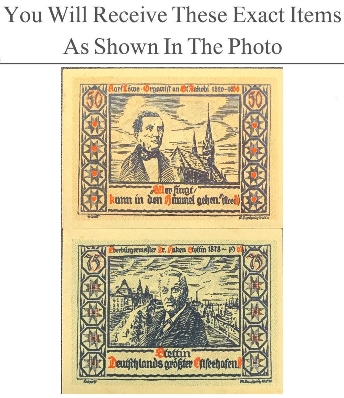 Germany Notgeld STETIN 50 75 Pfennig 1922 Set 2 pcs