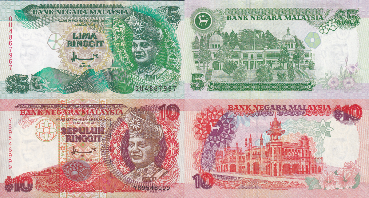 Malaysia 5 10 Ringgit ND 1995-1998 P 35A 36 UNC Set 2 pcs