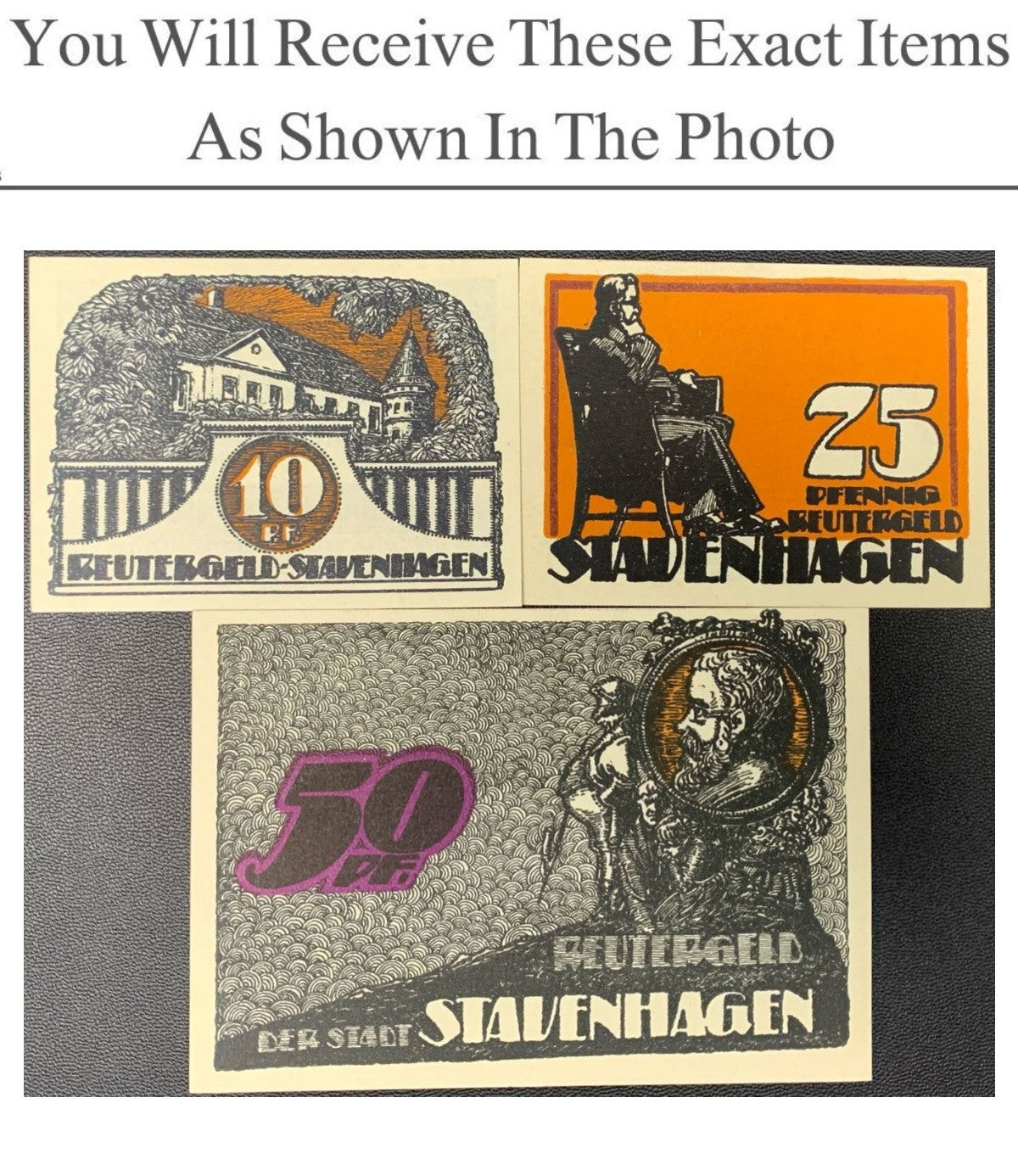 Germany Notgeld STAVENHAGEN 10 25 50 Pfennig 1921 Full Set 3 pcs