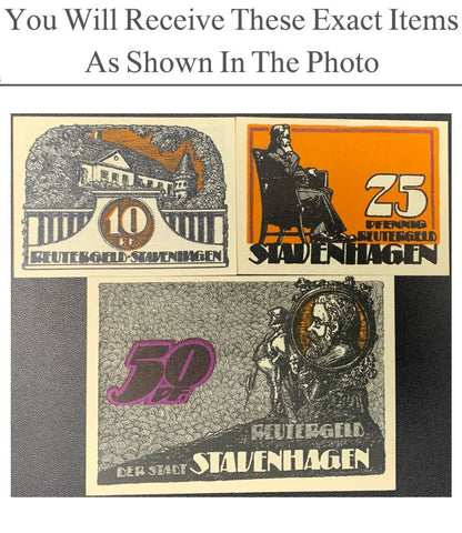 Germany Notgeld STAVENHAGEN 10 25 50 Pfennig 1921 Full Set 3 pcs