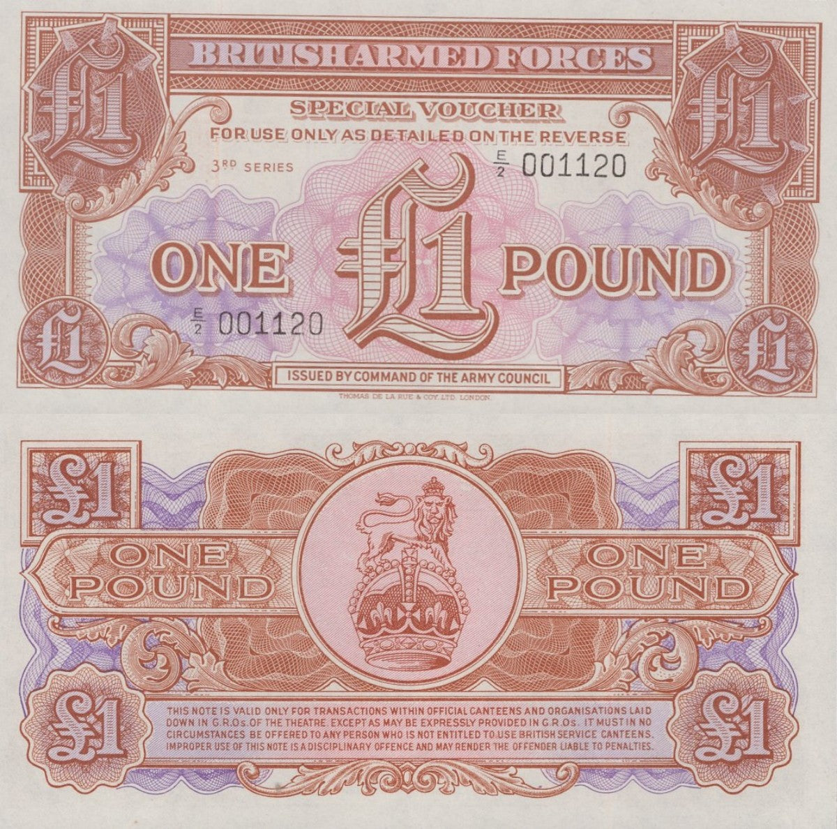 Great Britain Military 1 Pound ND 1956 P M29 UNC 1/20 Bundle Lot 5 pcs