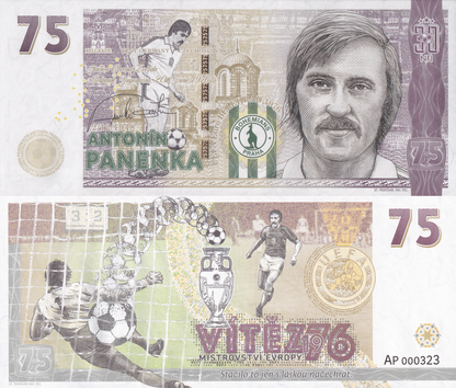 Czech Republic 75 Unit 1976 COMM. Antonin Panenka UNC LOW S/N 000XXX With Folder