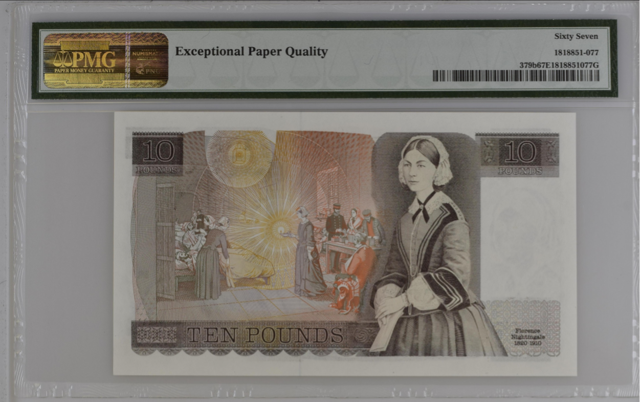 Great Britain 10 Pounds ND (1980-84) P 379b UNC PMG 67 EPQ 3rd TOP POP