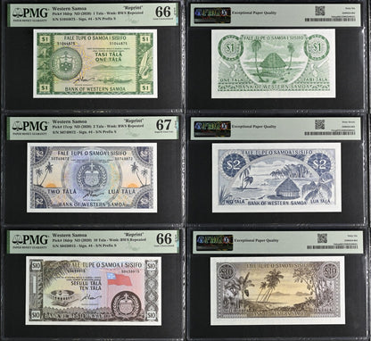 Western Samoa Reprint 1 2 10 Tala ND 2020 P 16 17 18drp UNC PMG 66 67 EPQ Set 3