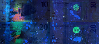 Curacao & Sint Maarten 10 20 Caribische Gulden 2025 P New Issue UNC Set 2 pcs