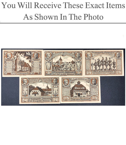 Germany Notgeld NOWOGARD 25 50 75 Pfennig 1 3 Mark 1922 Full Set 5 pcs