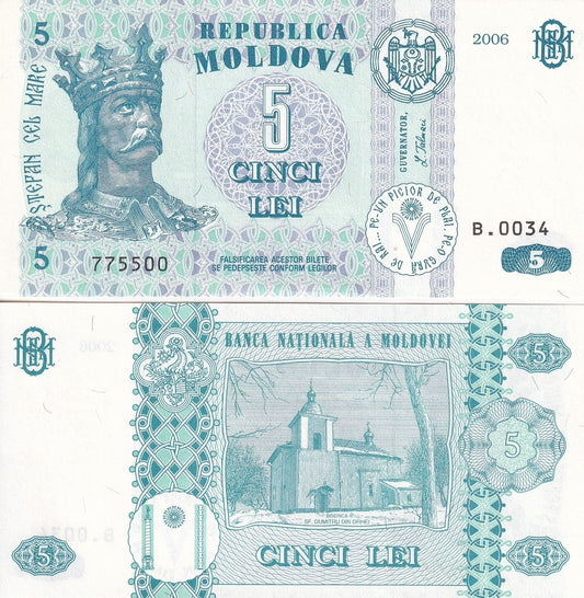 Moldova 5 Lei 2006 P 9e UNC