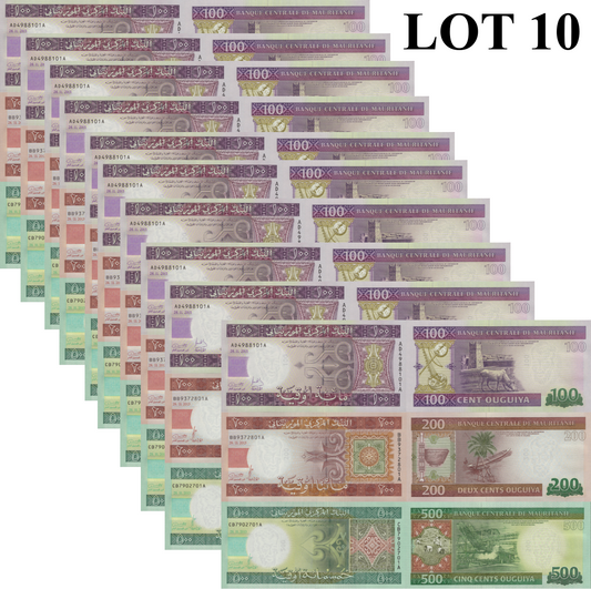 Mauritania 100 200 500 Ouguiya 2013 2015 P 16b 17 18 UNC Set 3 pcs Lot 10