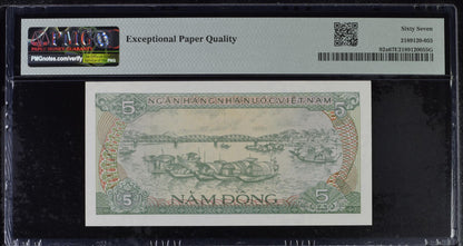 Viet Nam Vietnam State Bank 5 Dong 1985 P 92a UNC PMG 67 EPQ 3rd TOP POP