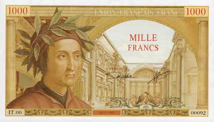 France TEST NOTE 1000 Francs Dante Raphael Commemorative Banknote UNC