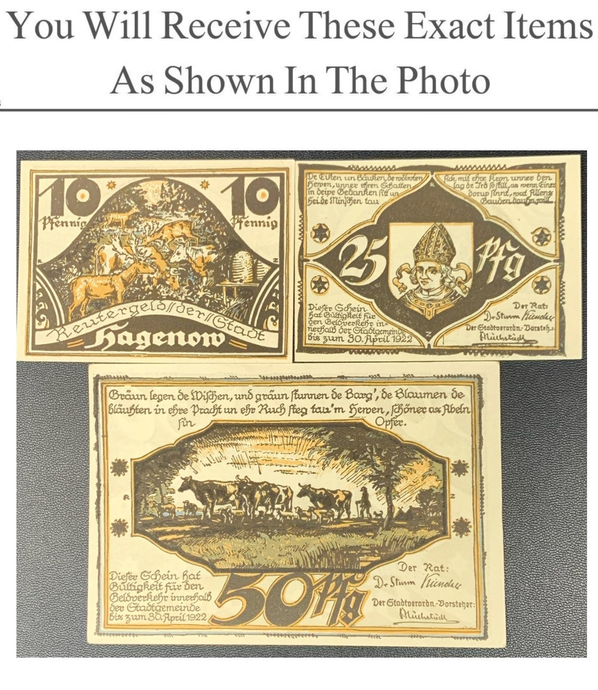Germany Notgeld HAGENOW 10 25 50 Pfennig 1922 Full Set 3 pcs