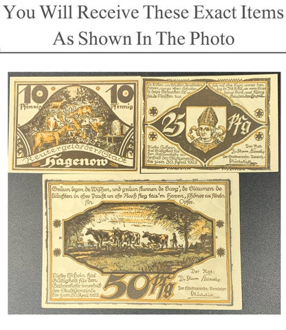 Germany Notgeld HAGENOW 10 25 50 Pfennig 1922 Full Set 3 pcs