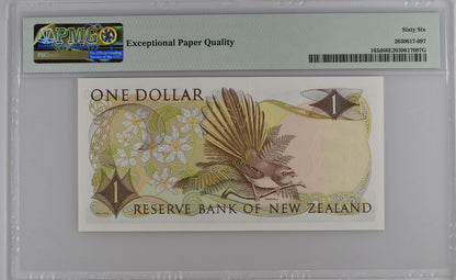 New Zealand Reserve Bank 1 Dollar 1977-81 P 163d UNC PMG 66 EPQ 3rd TOP POP